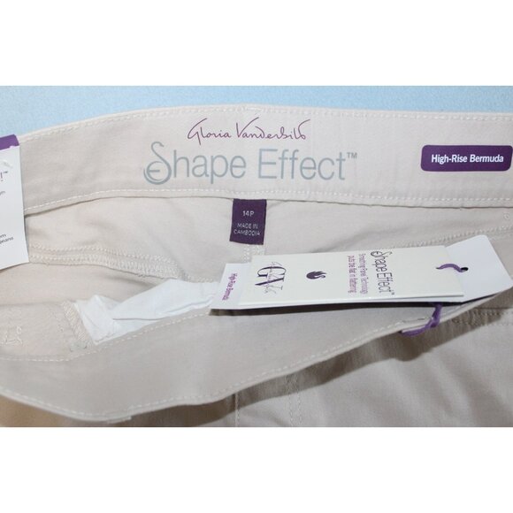 Gloria Vanderbilt Pull On Beige High Rise Shape Effect Bermuda Shorts 14P NWT - Picture 5 of 5